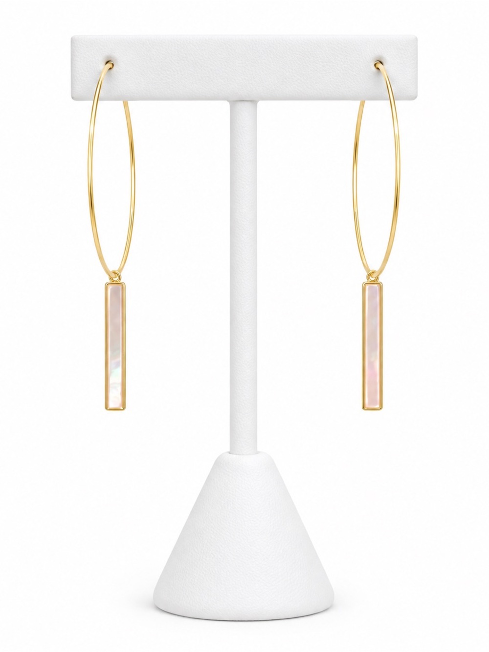 Gold hoop earrings with mother of pearl bar NWT